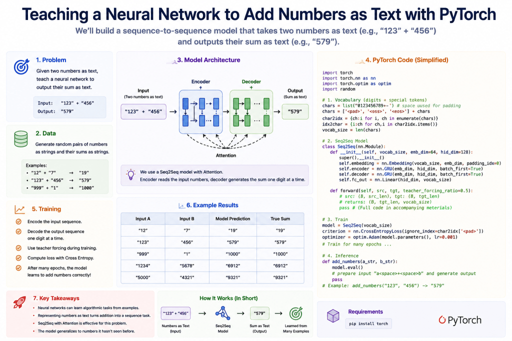 Teaching a Neural Network to Add Numbers as Text with PyTorch
